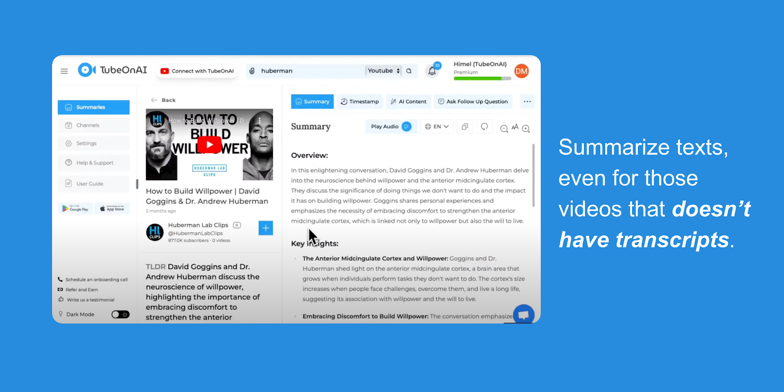 TubeOnAI 4 - Sumarize anything