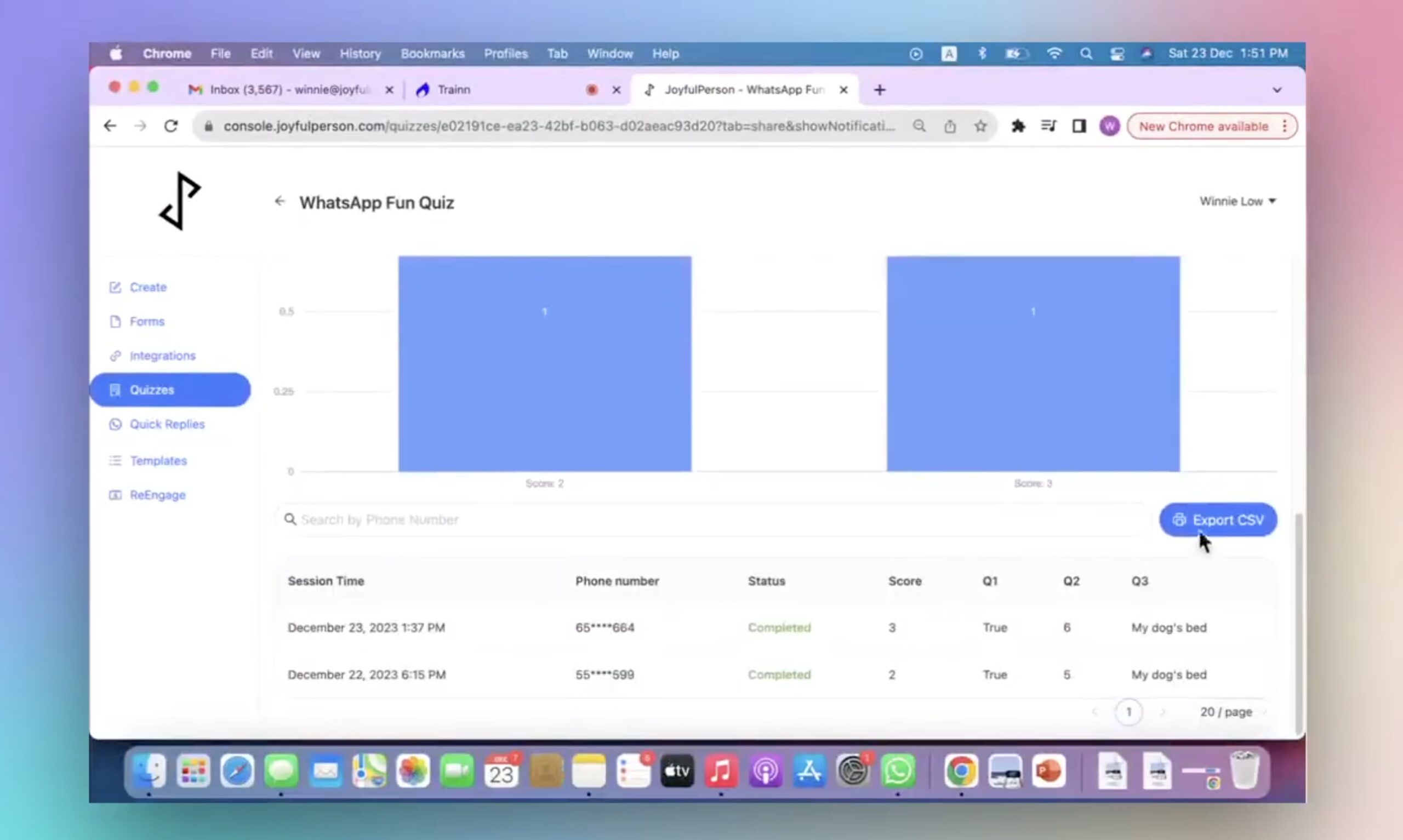 WAQ 4 - Analytics and CSV export